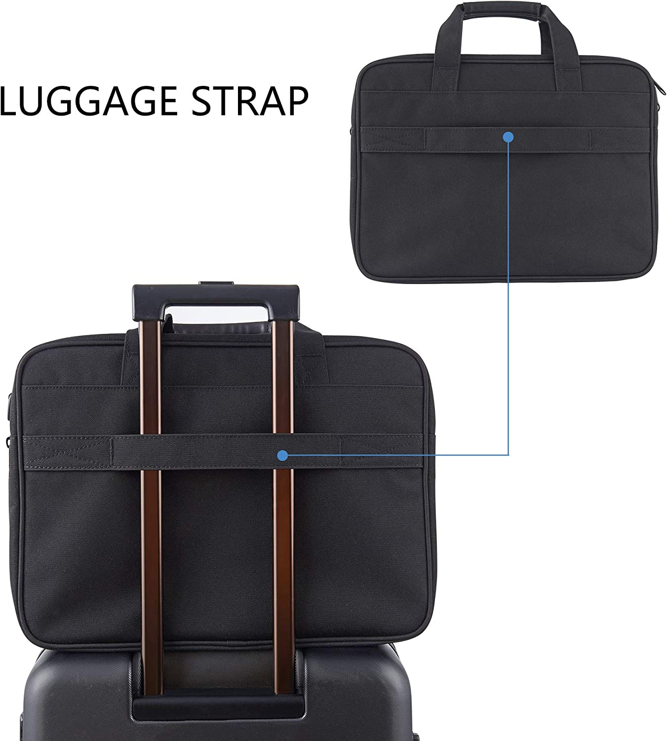 KROSER Laptop Bag Expandable Lightweight Briefcase for 17.3" Laptop Premium Business Work Bag Water-Repellent Messenger Bag with RFID Pockets for School/Travel/Women/Men-Black - Image 6